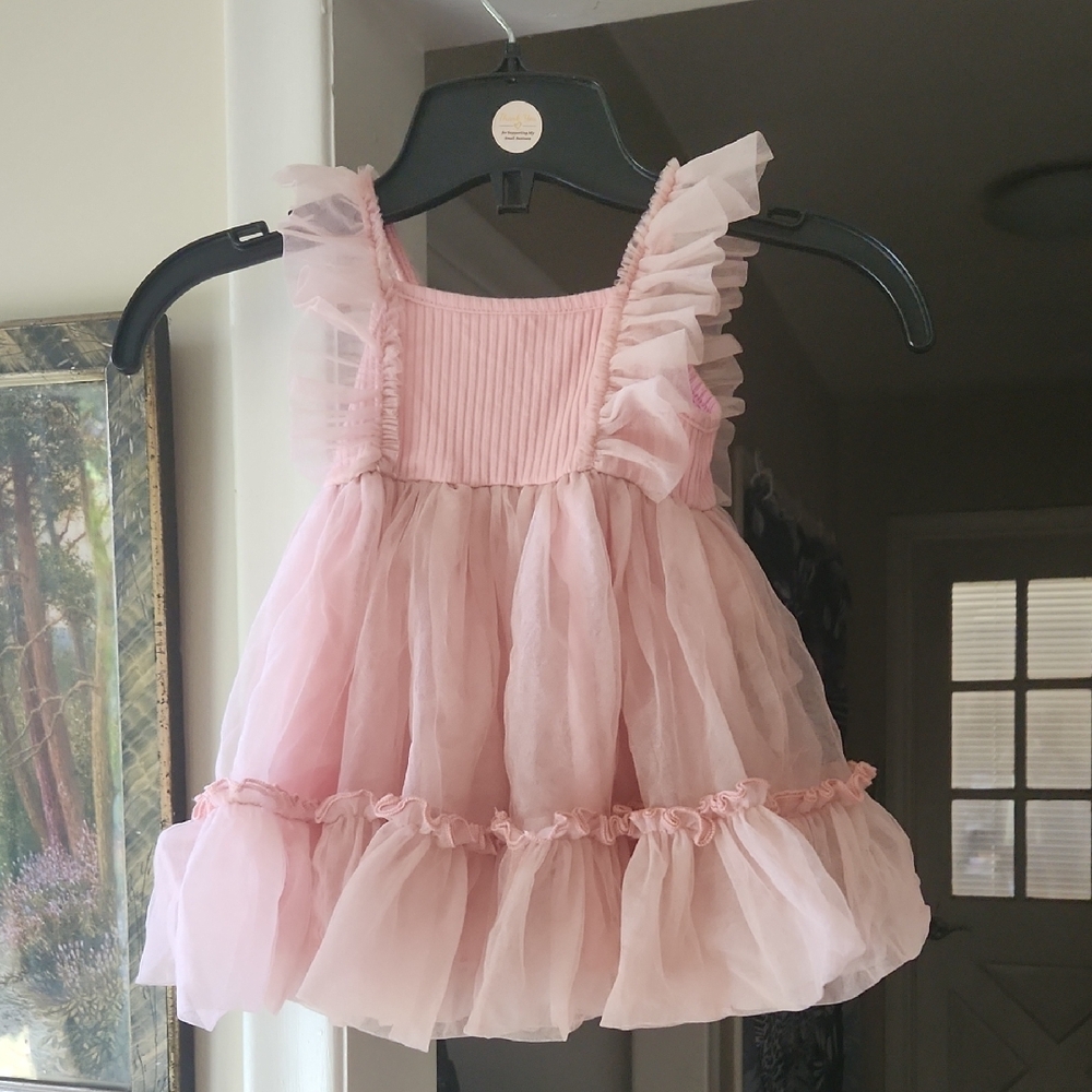 M1 Pretty in Shiny Pink girl's crinoline dress w/ lots of stretch Shein